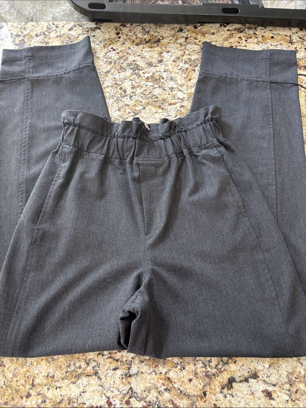 Charcoal Paperbag Waist Trousers - Women's